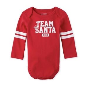 Red Christmas Baby Team Santa Onesie